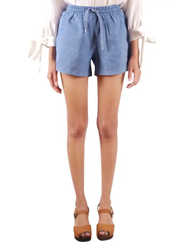 Drawstring Elastic-Waist Pocketed Lightweight Casual Shorts