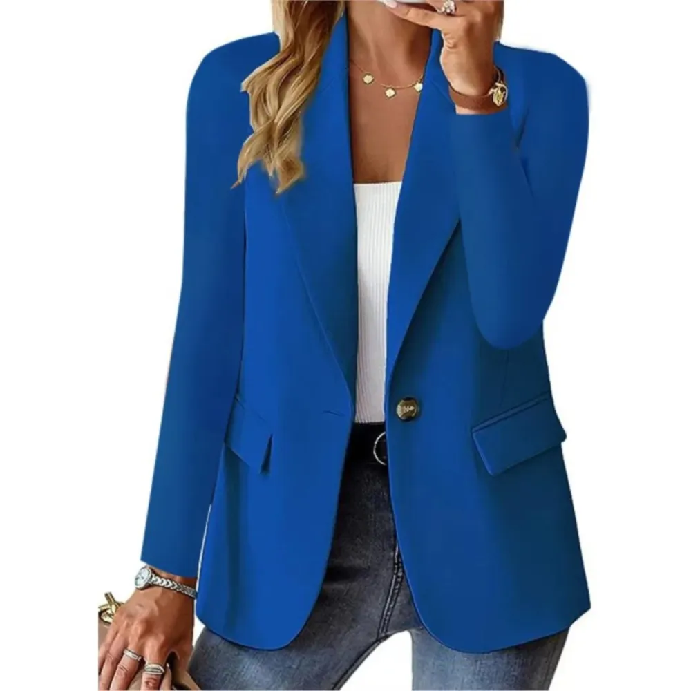 Button Detail Everyday Casual Suit Jacket