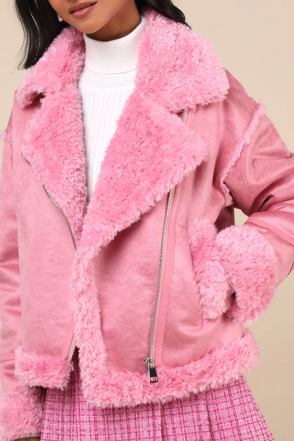 Pink Casual Style Long Sleeve Jacket