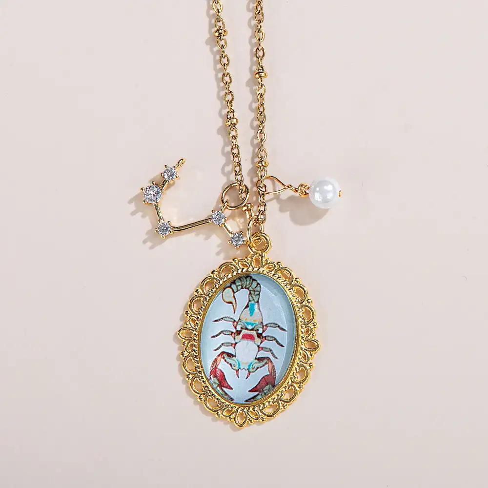 Layered Pearl Cabochon Heart Pendant Necklace