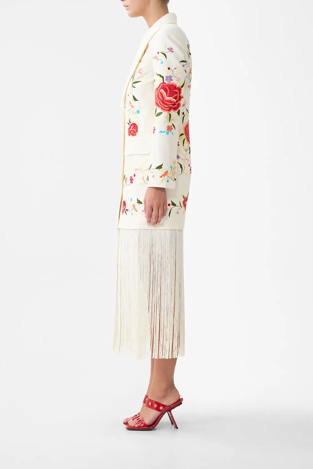 Printed Blazer with Fringing Jacket