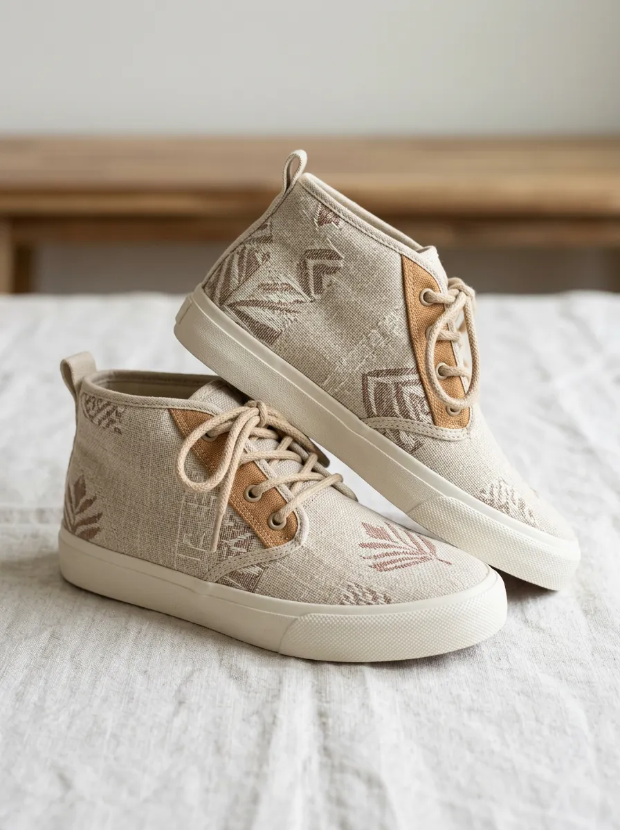 Women's Boho Leaf Pattern Printed Canvas Sneakers