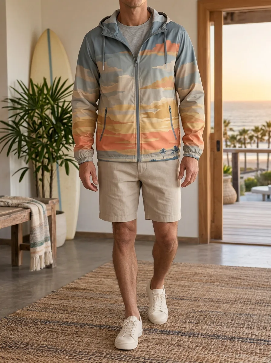Men's Beach Sunset Palm Tree Rugged Journey Jacket