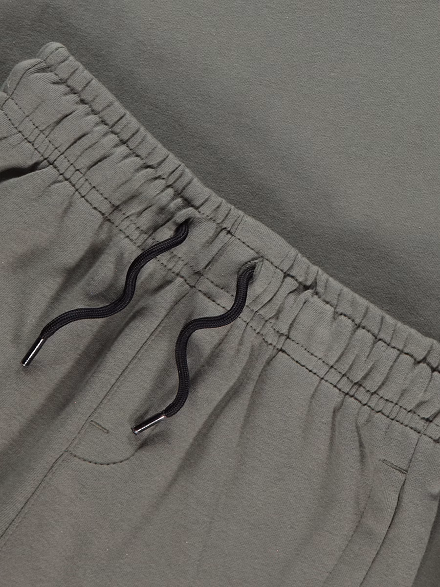 Khaki Jersey Crew Neck T-shirt and Shorts Set detail 2