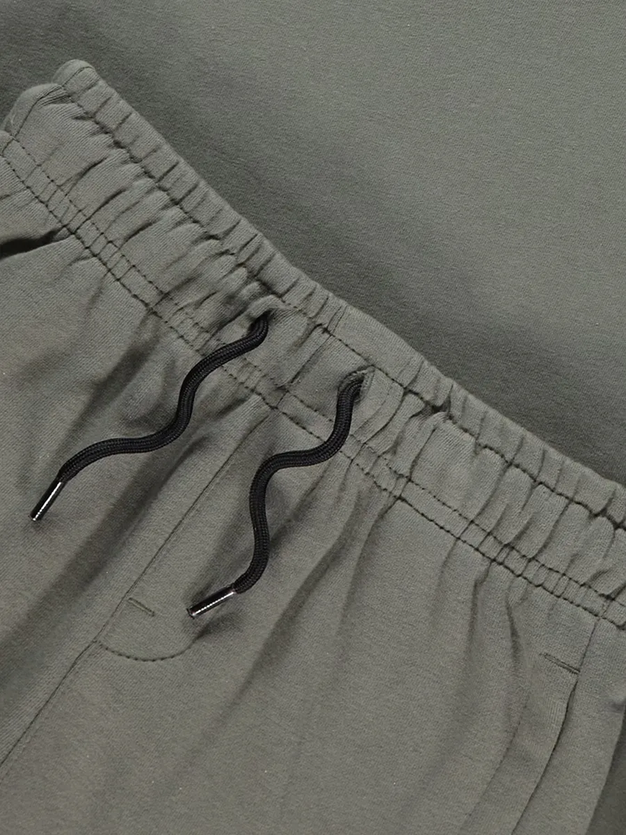 Khaki Jersey Crew Neck T-shirt and Shorts Set