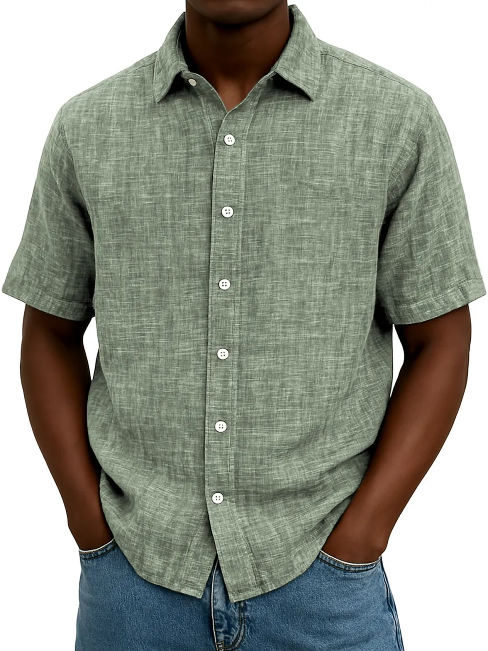 Easy Fit Linen Blend Button Front Shirt