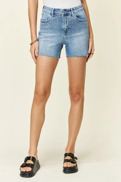 High Rise Pocketed Casual Denim Shorts