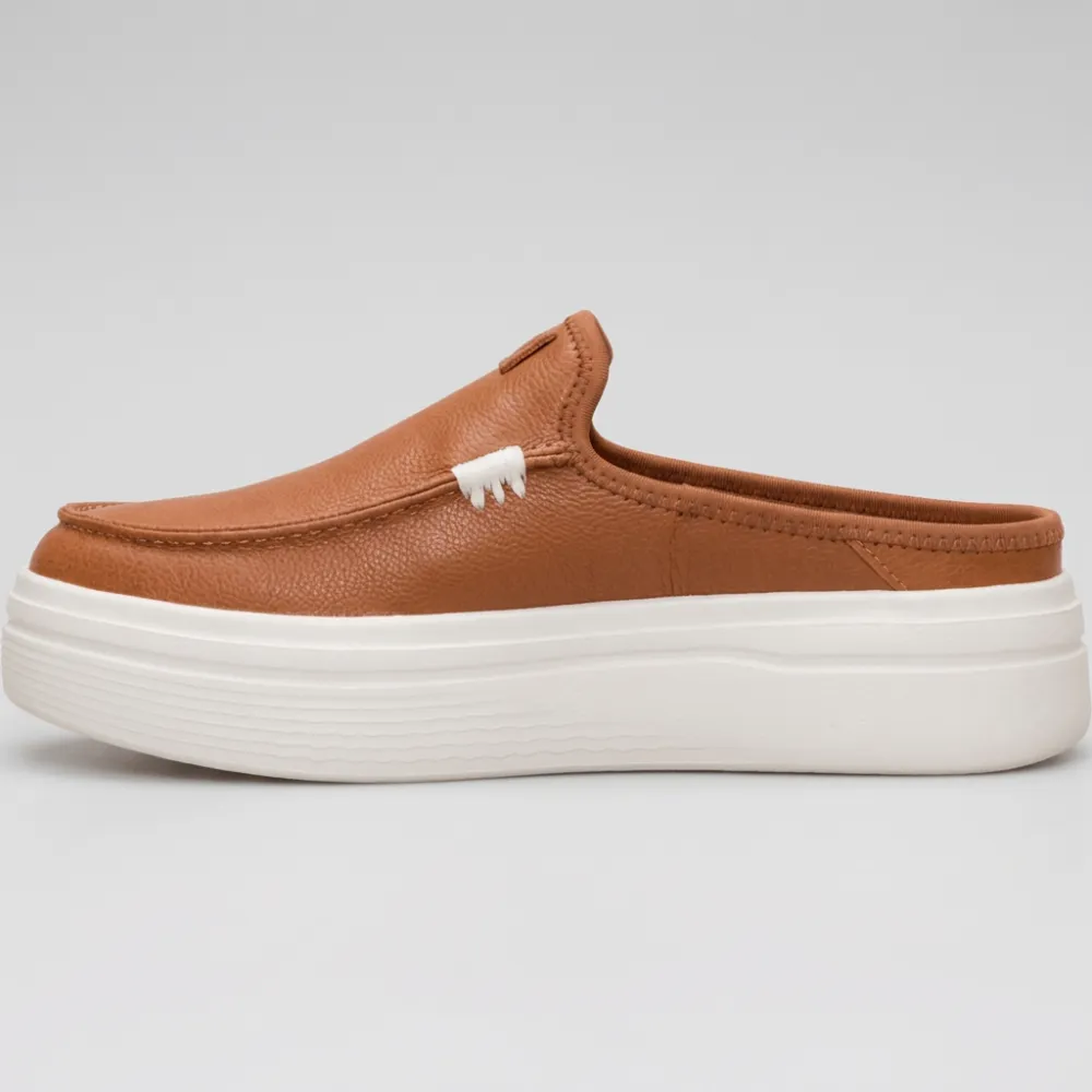 Platform Leather Slip On Mule Shoes For Women