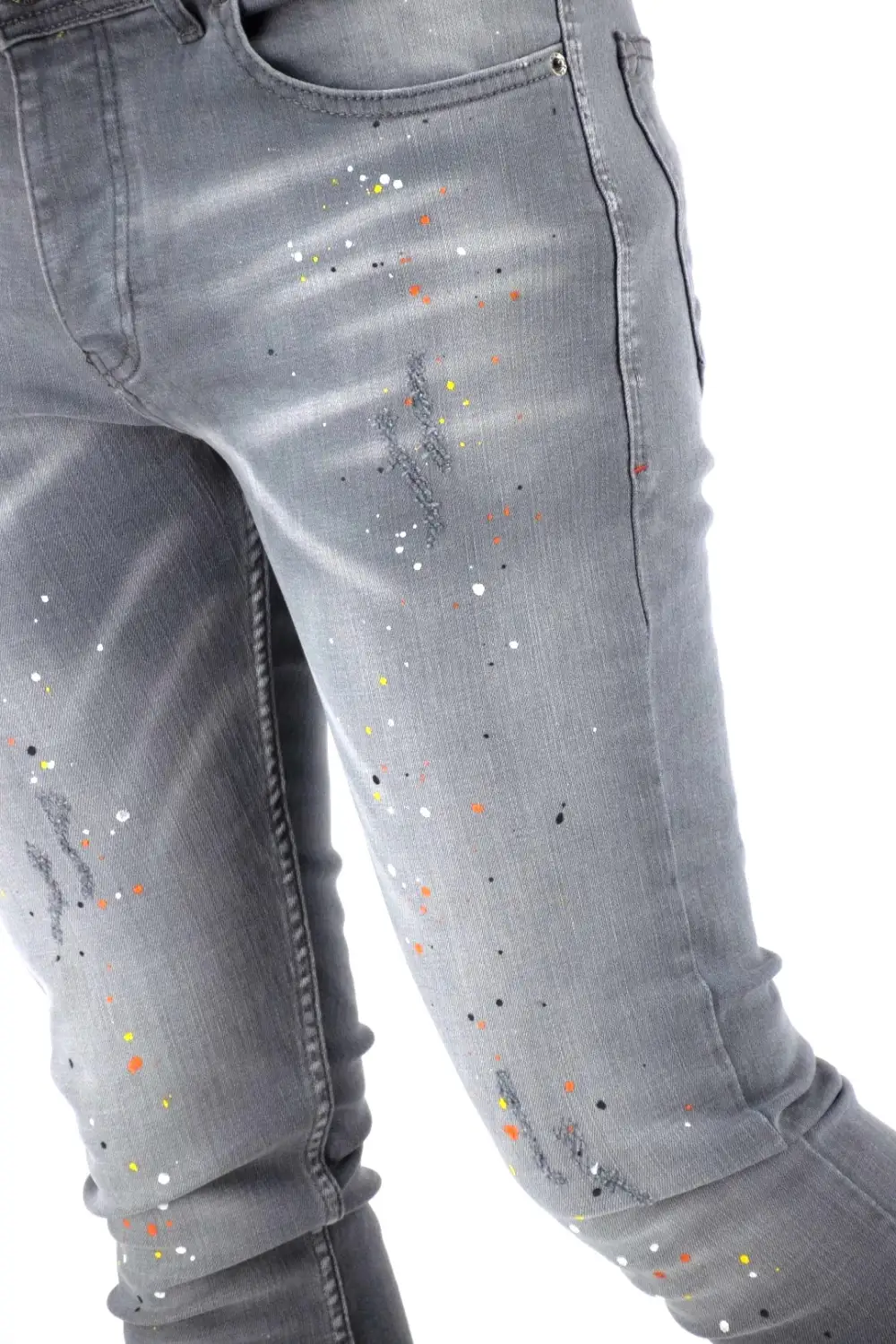 Classic Skinny Fit Paint Splatter Artistic Detail Jeans