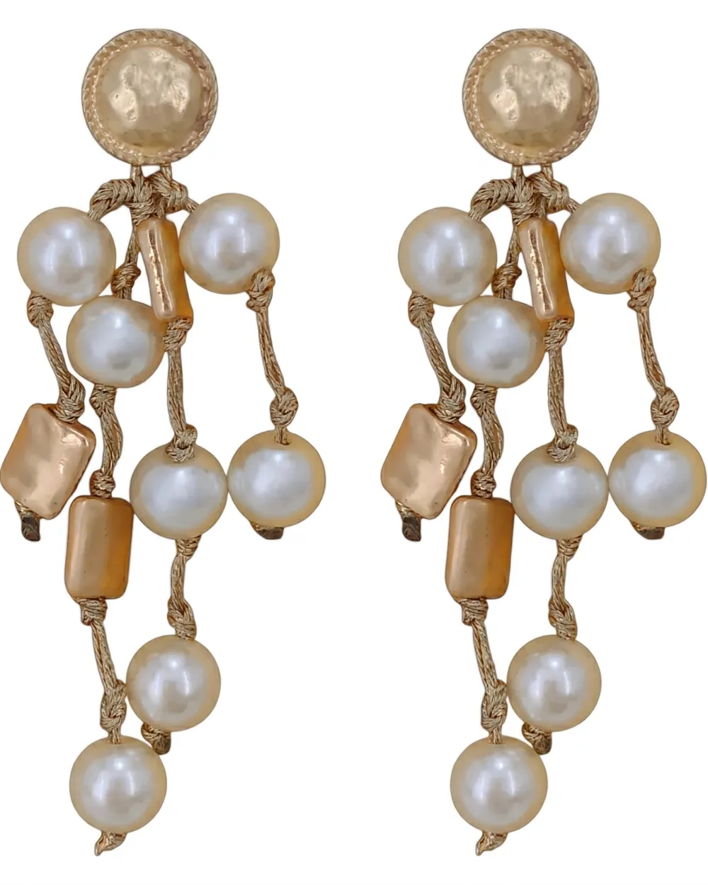 Hammered Pearl Statement Earrings