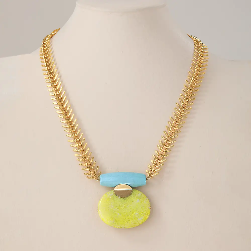 Gemstone Oval Pendant Necklace