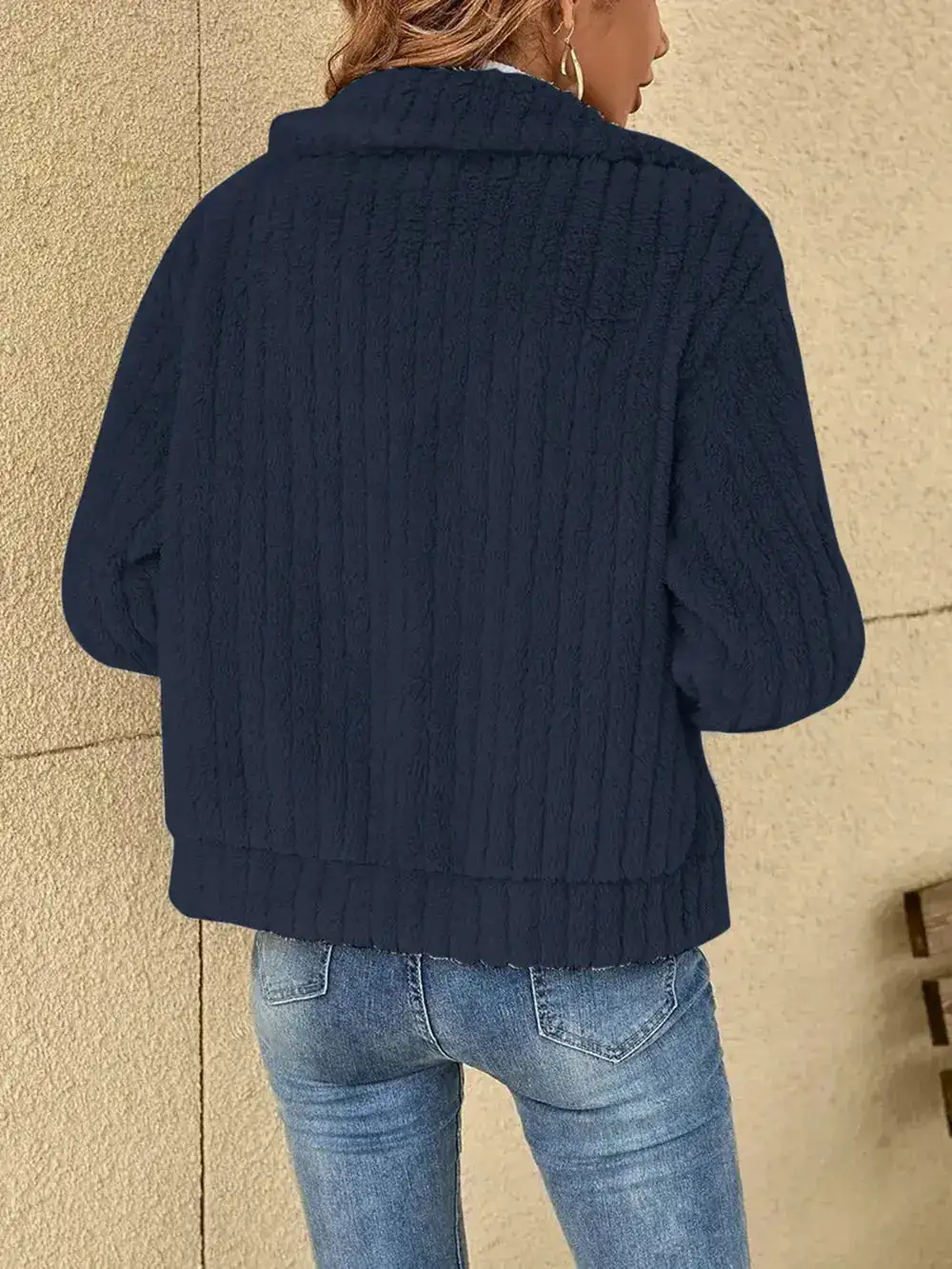 Plush Zip Front Casual Jacket
