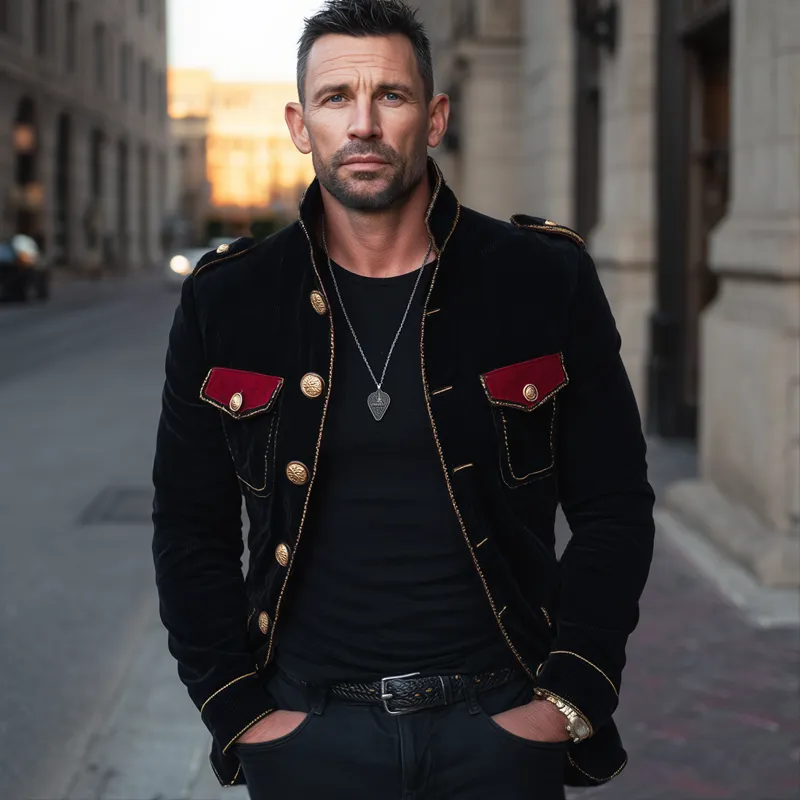 Velvet Work Buttoned Jacket