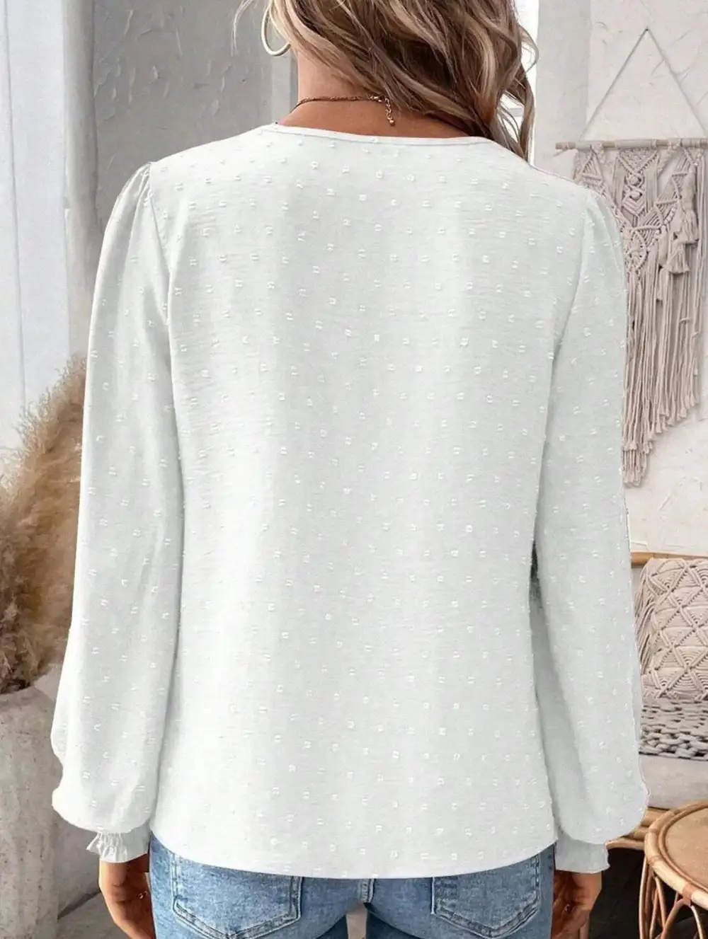 Breezy Lace Detail V Neck Blouse