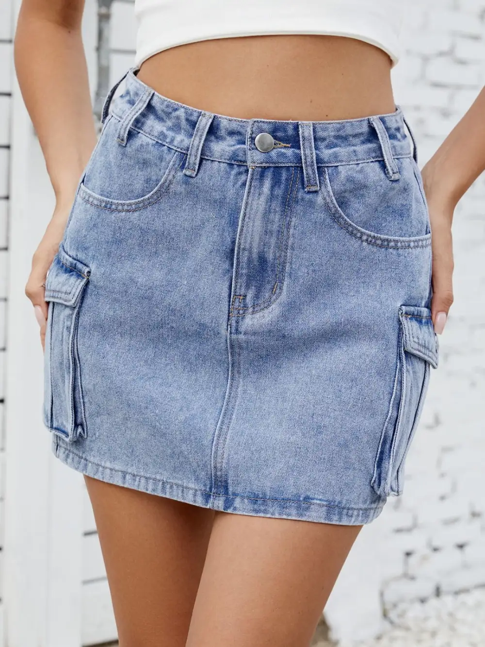Denim Cargo Skirt