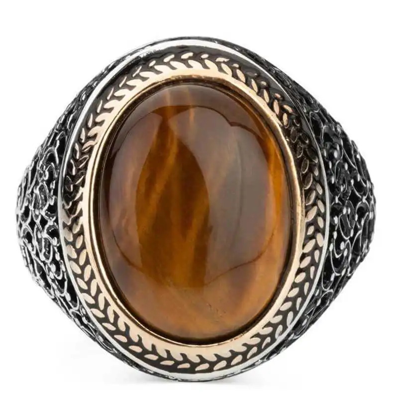 Men's Ring Tiger Eye Stone