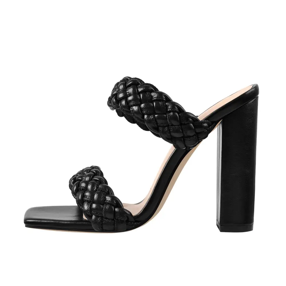 Open Toe Chunky High Heel Mule Sandals