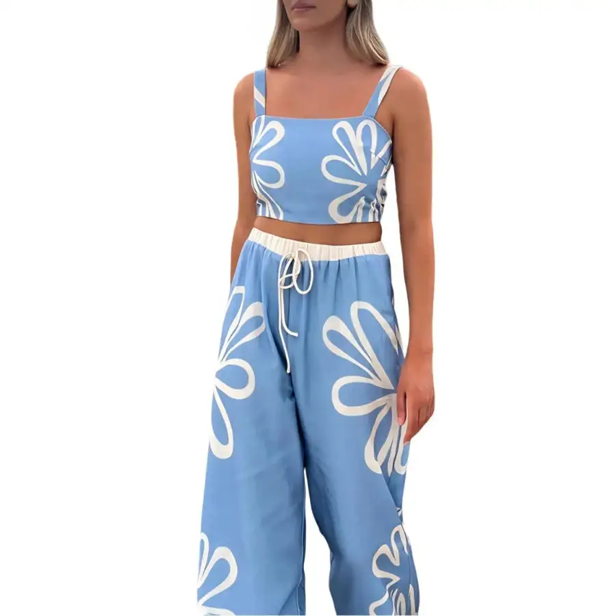 Smocked Square Neck Cami and Pants Set