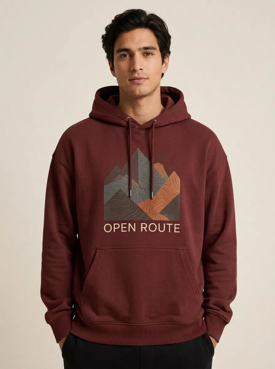 Men's Mountain Landscape Graphic Drawstring Pullover Hoodie