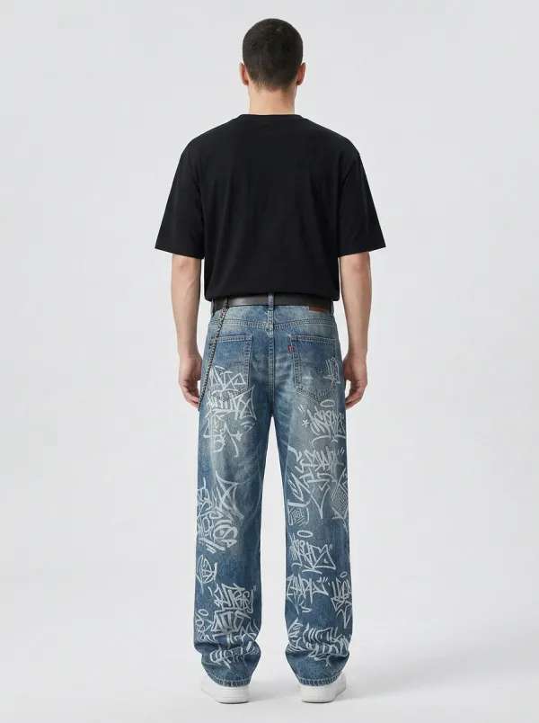 Unisex Urban Streetwear Graffiti Baggy Jeans