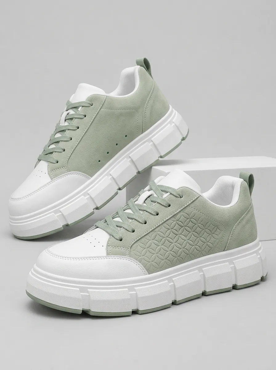 Men's Geometric Embossed Patterned Casual Skate Shoes