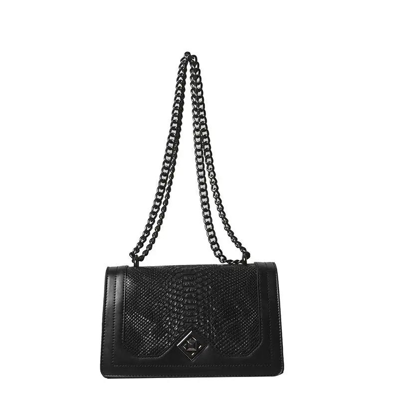 Snake Print Shoulder Crossbody Chain Square Bag
