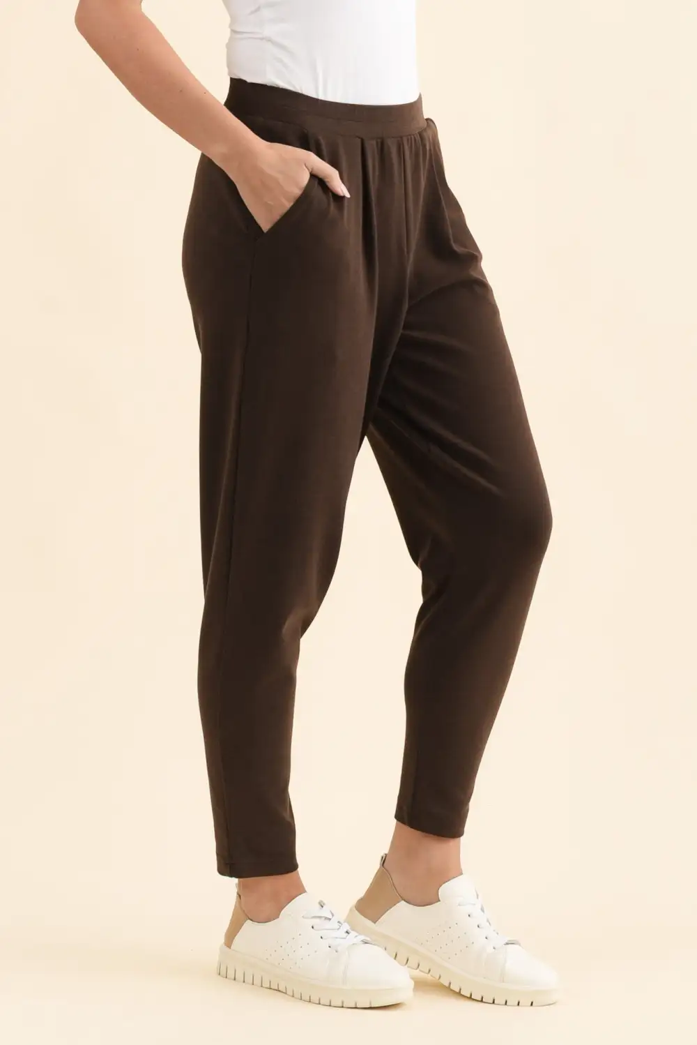 Viscose Mid Rise Elastic Waist Pants