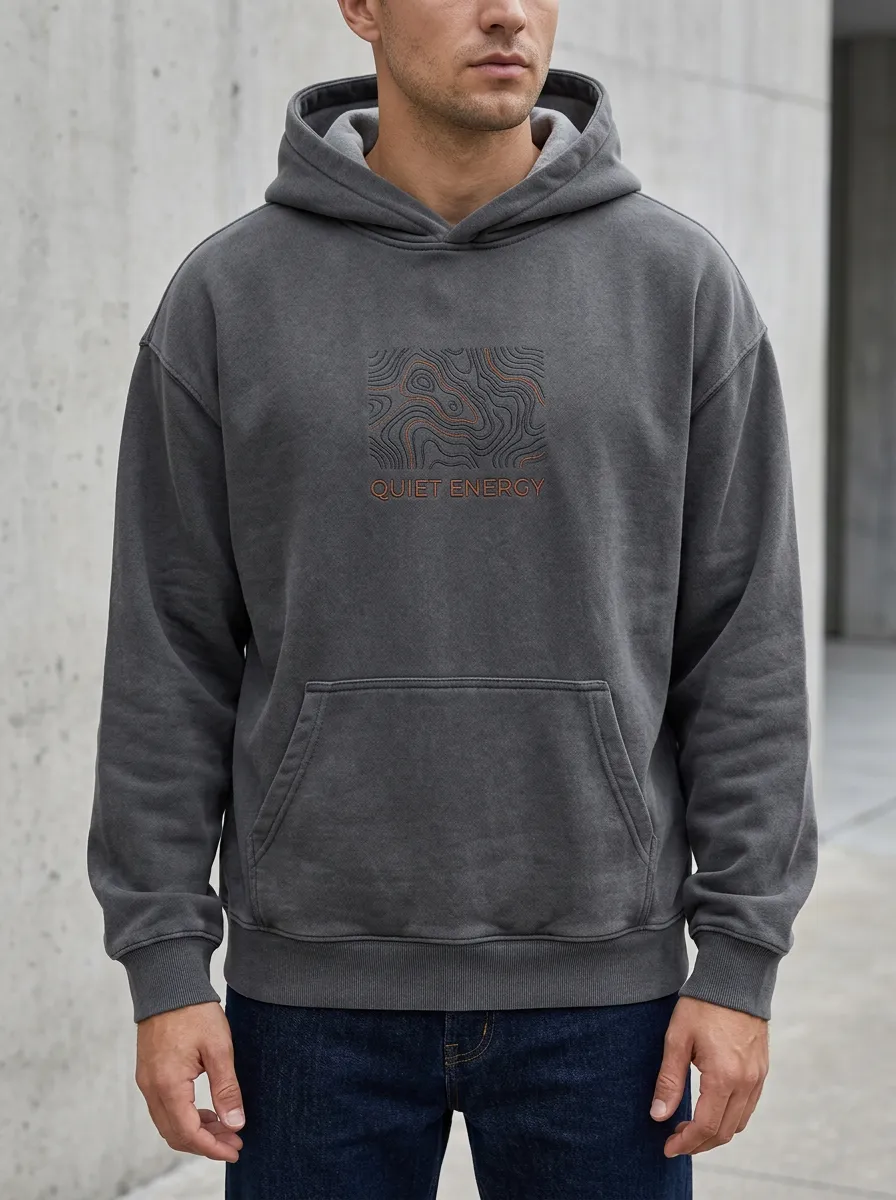 Men's Quiet Energy Topographic Map Print Hoodie