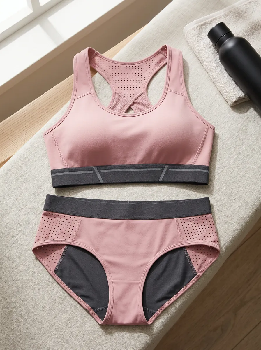 Women's Athletic Perforated Mesh Dusty Lingerie Set