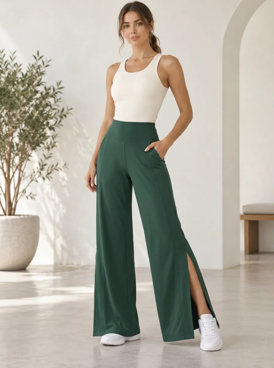 Free Movement Women's Wide Leg Split Hem Sport Pants