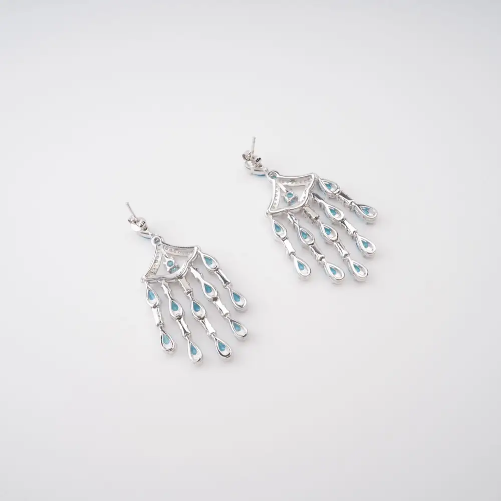Blue Crystal Embellished Sterling Silver Earrings