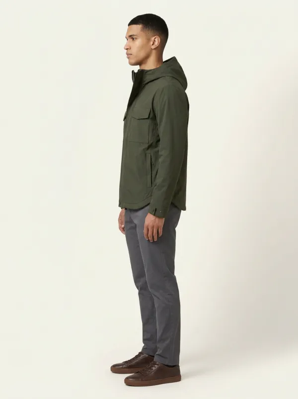 Men's High-Neck Hooded Side-Pocket Utility Jacket