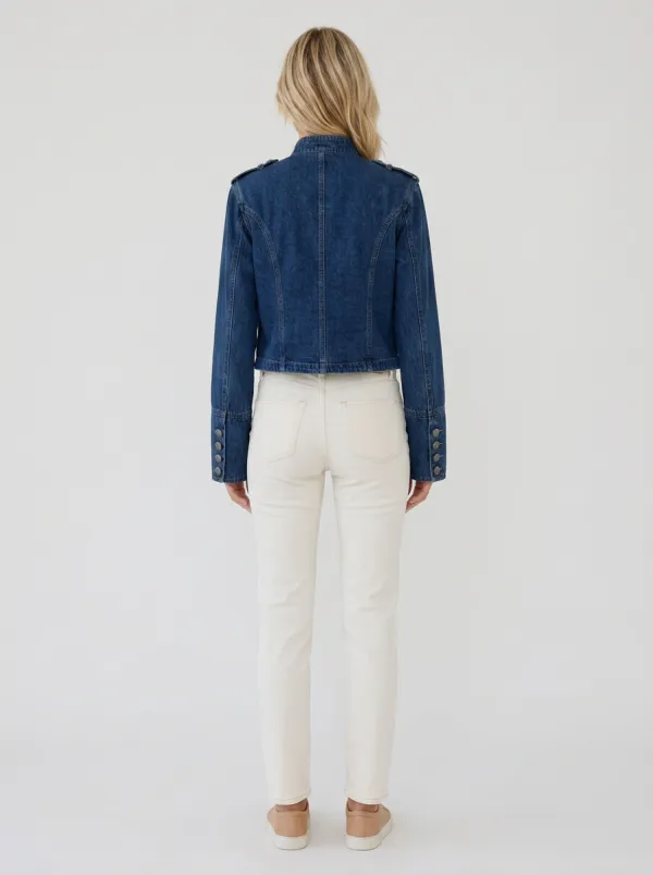 Women's Military Style Buttoned Denim Jacket