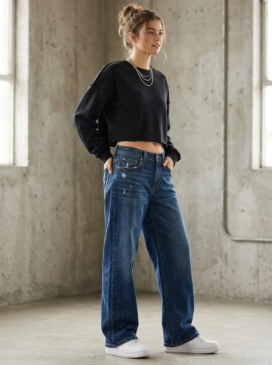 Women's Fashion Distressed Wide Leg Jeans