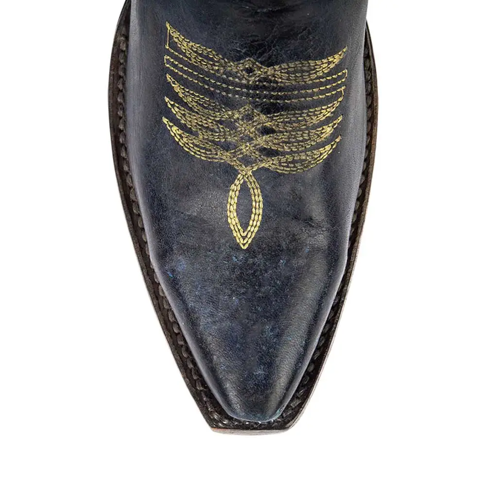Faux-Leather Embroidered Zip-Up Snip-Toe Western Boots