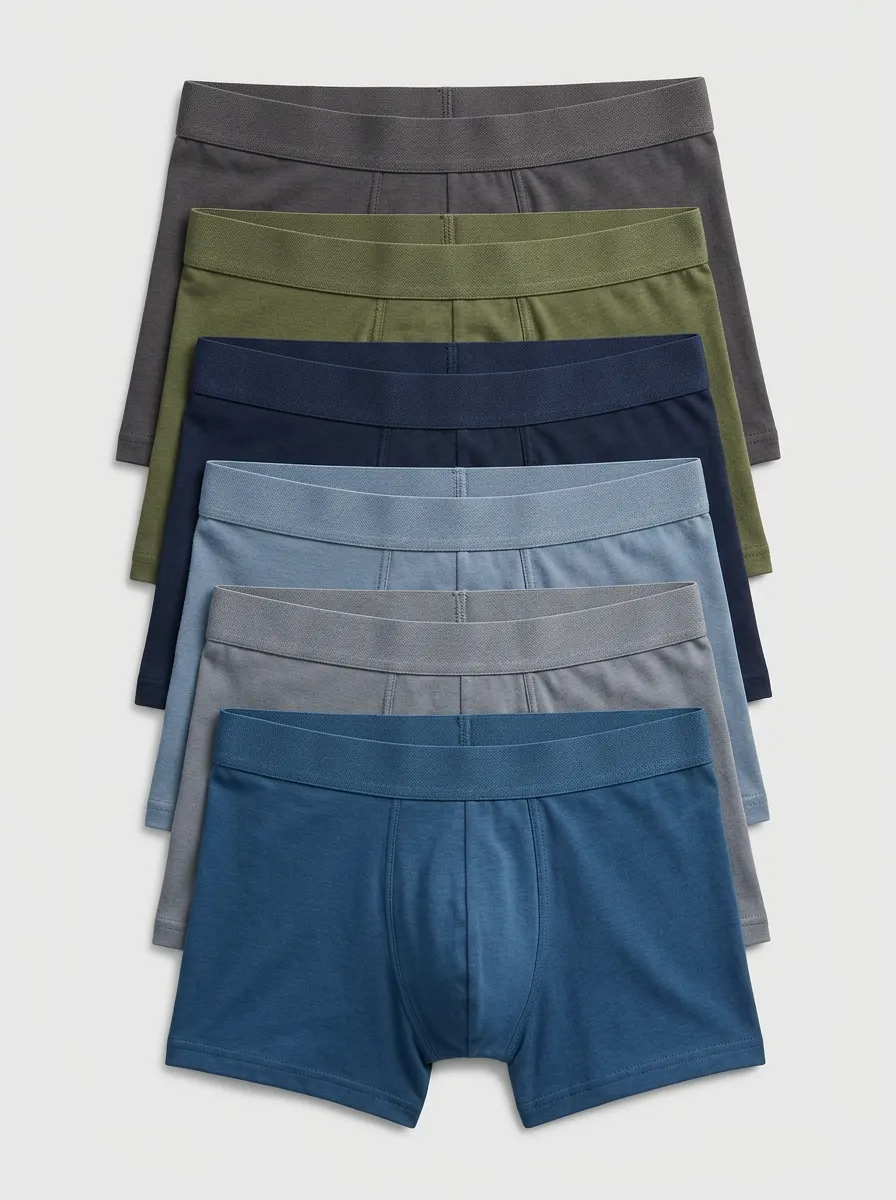 Men's Elastic Waistband Trunk Fit 6-Pack Boxer Briefs