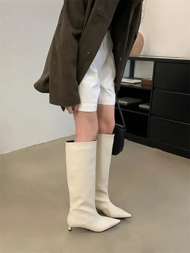 Pointed-Toe Knee-High Boots