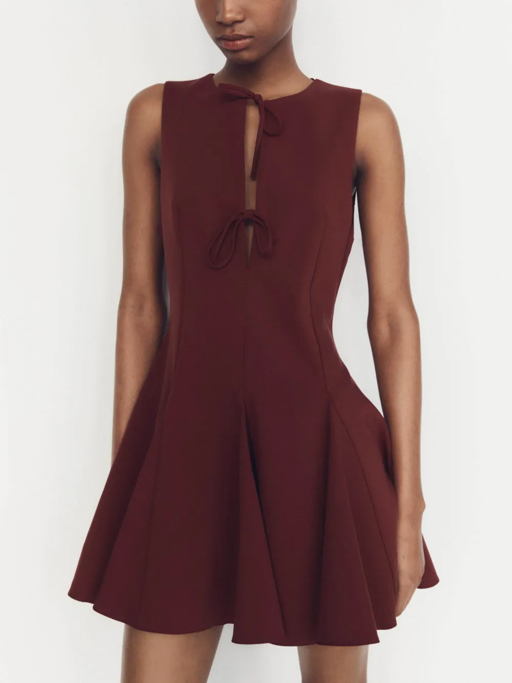 Bow Triangle Hem Elegant Mini Dress