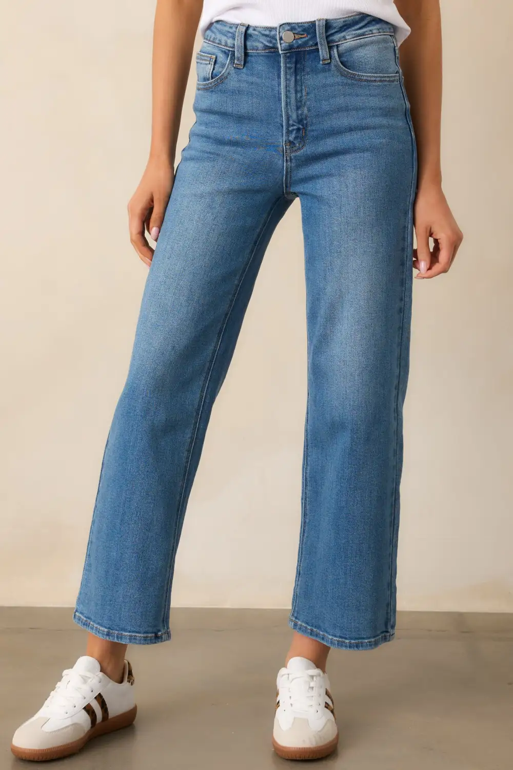 The Clouds Medium Wash Cropped Wide Leg Jeans