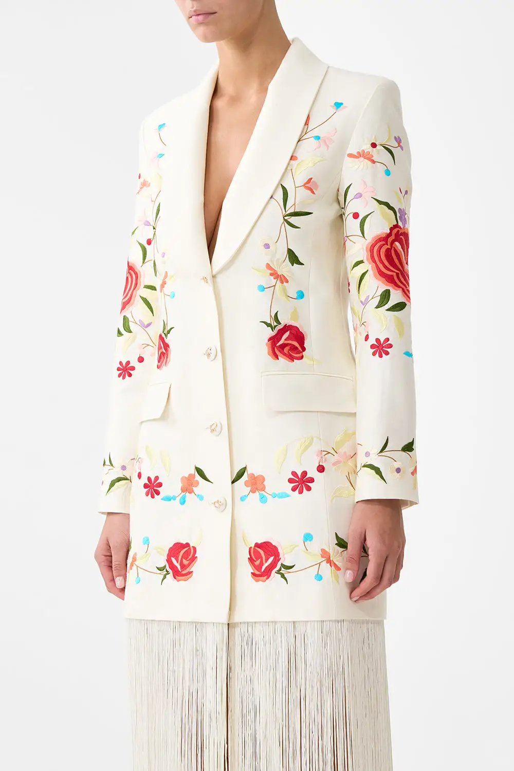 Printed Blazer with Fringing Jacket