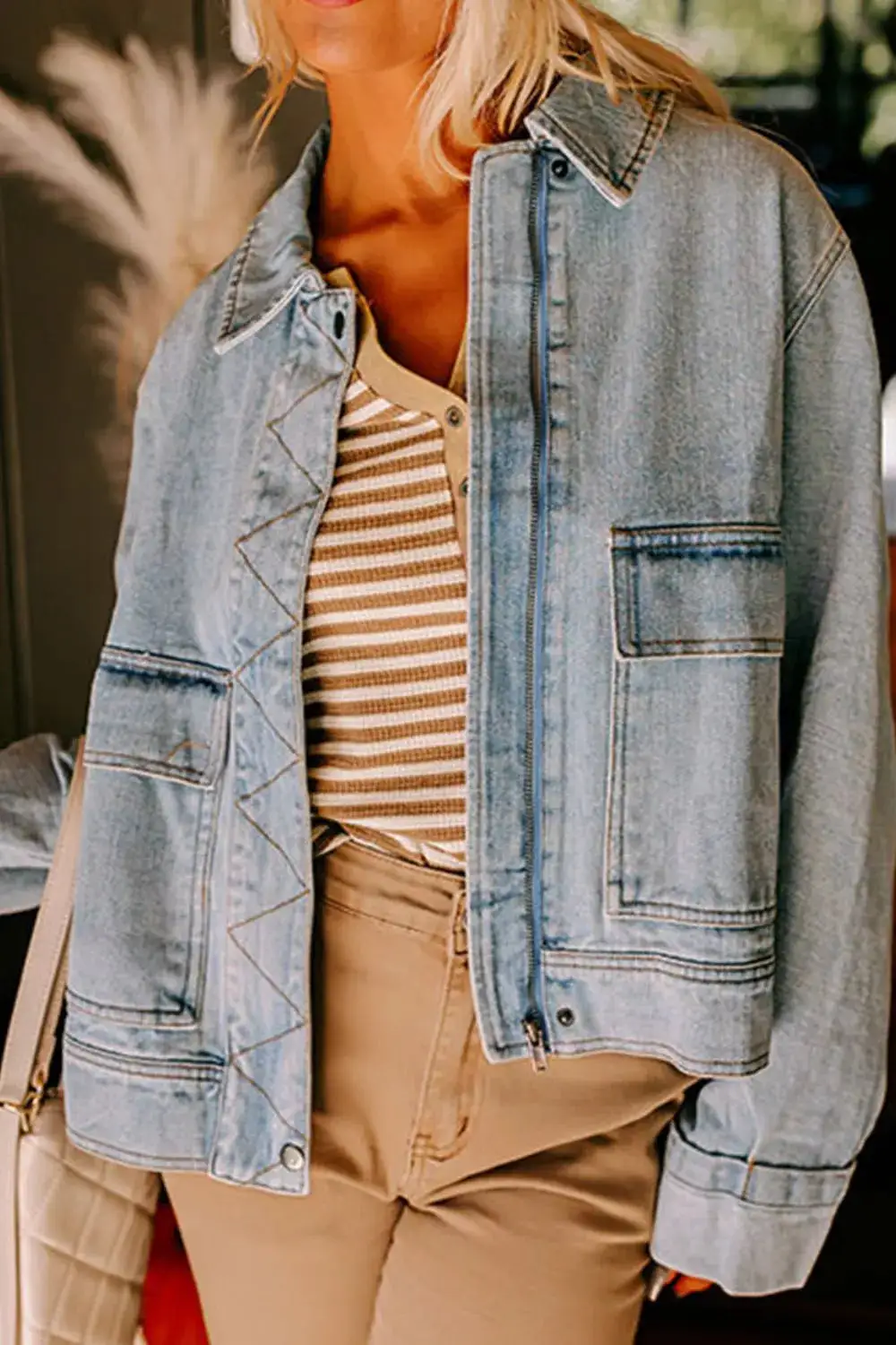 Zip Up Drop Shoulder Jacket