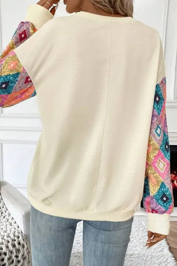 Women's Graphic Round Neck Long Sleeve Top