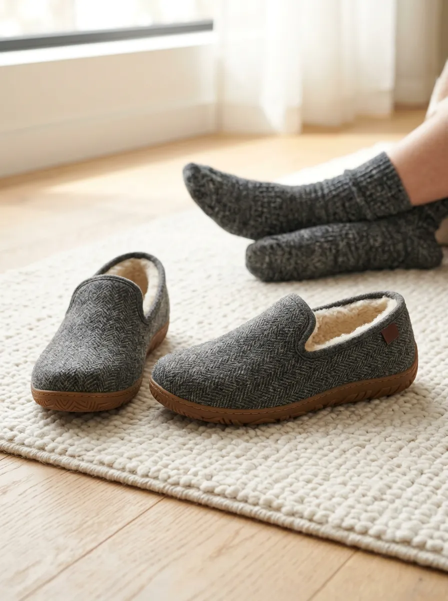 Everyday Herringbone Graphic Daily Wear Unisex Warm Wool Shoes