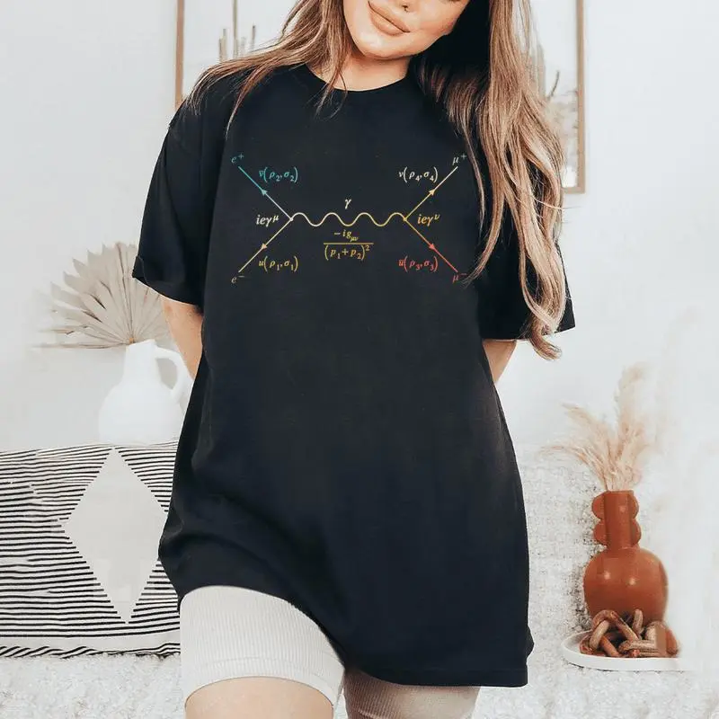 Feynman Diagram Quantum Physics Science Teacher Student Women's Oversized Comfort T-Shirt