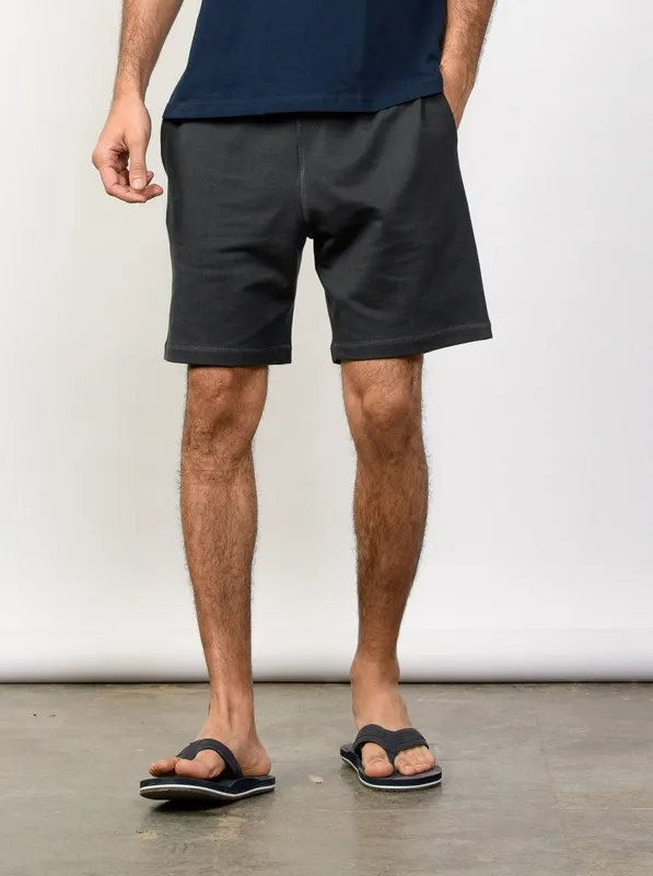 Stone Gray Cotton Terry Shorts