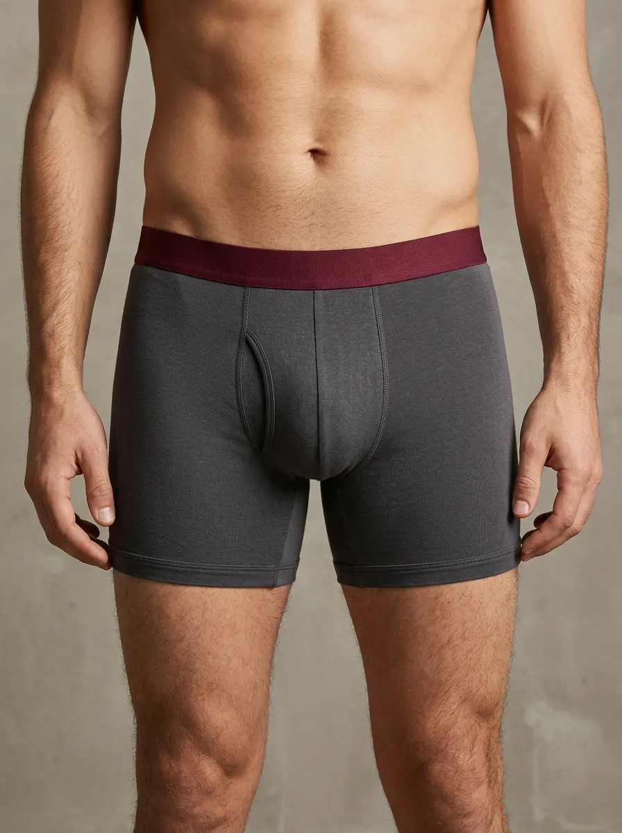Supportive-Look Waistband-Detail Performance Look Men's Boxer Briefs
