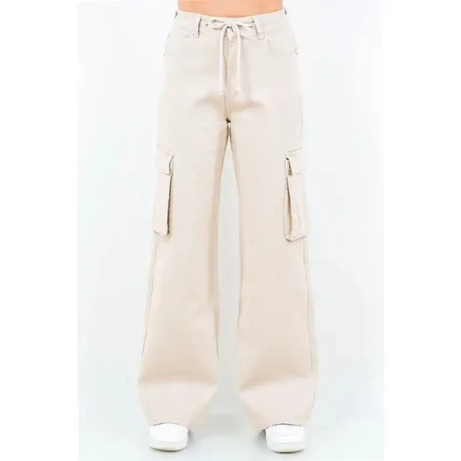 Classic American Bazi Drawstring Wide Leg Cargo Pants