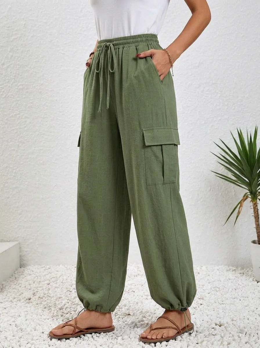 Women's Tapered Drawstring Cargo Joggers