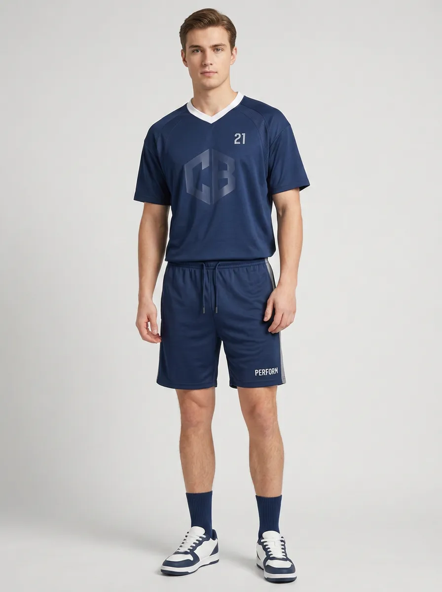 Men's Sports Training CB 21 Logo Printed Athletic Set