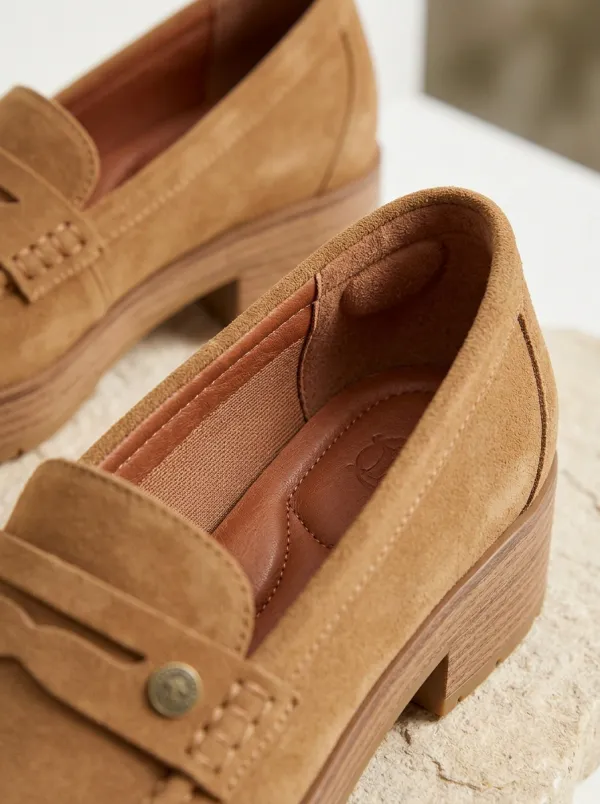 Women's Outdoor Platform Minimalist Suede Wood Sole Loafers